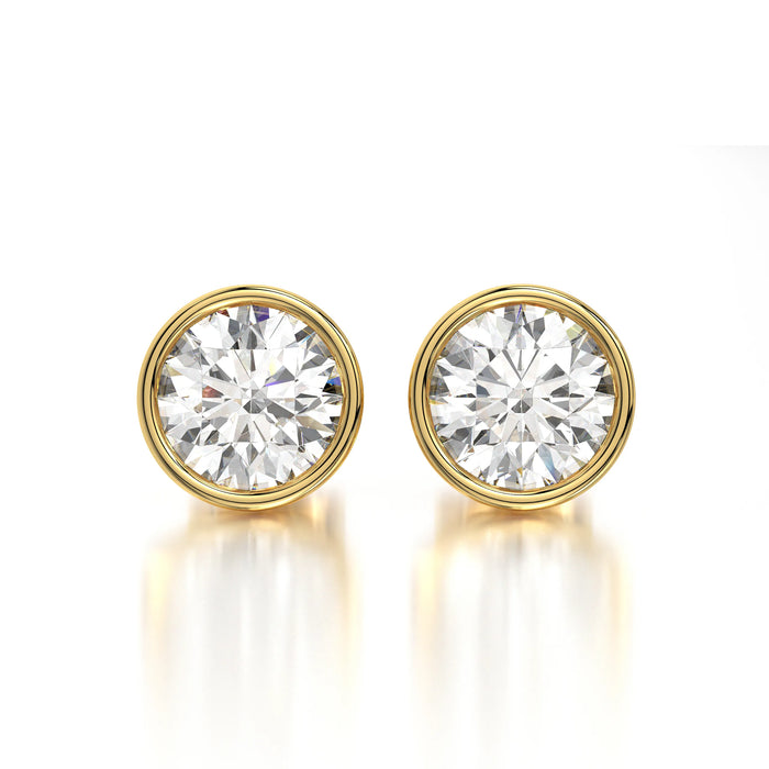 1 CTW Round Lab Grown Diamond Bezel Stud Earrings Set