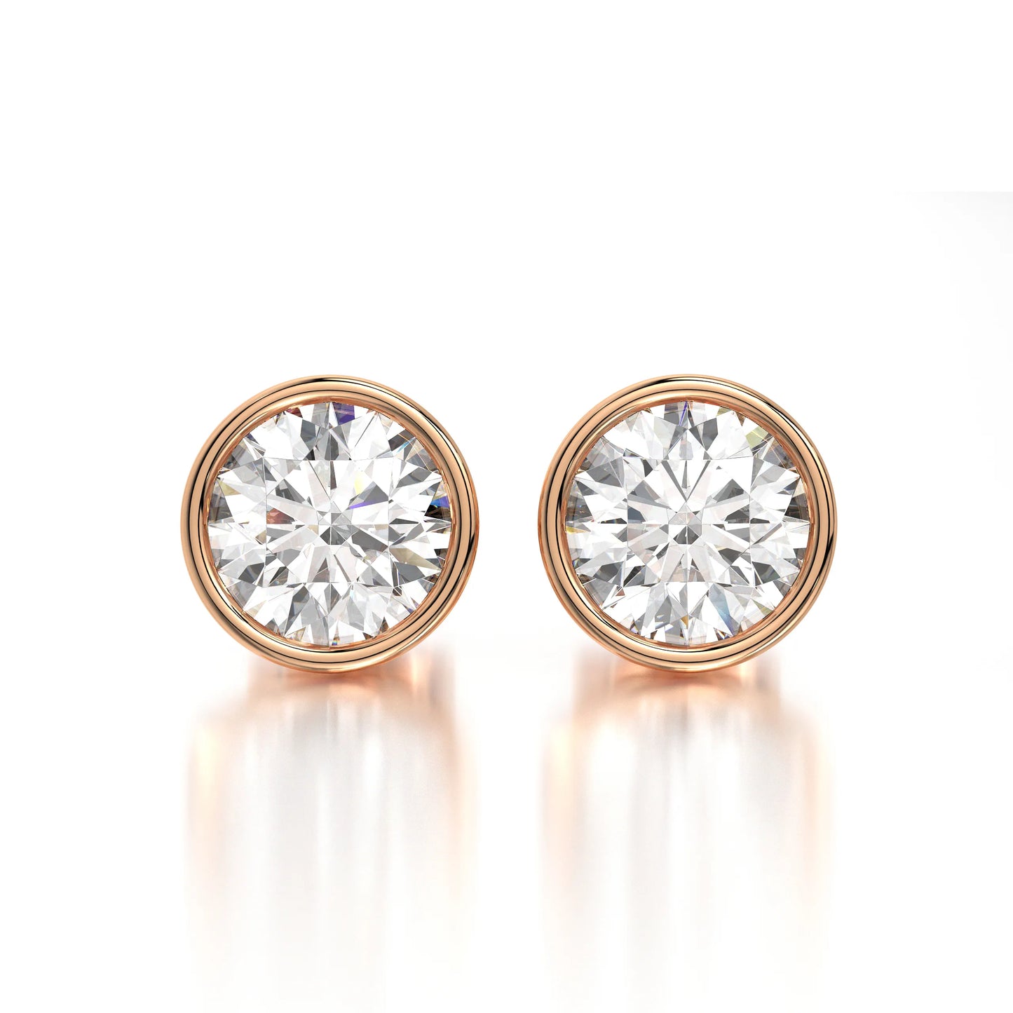 1 CTW Round Lab Grown Diamond Bezel Stud Earrings Set