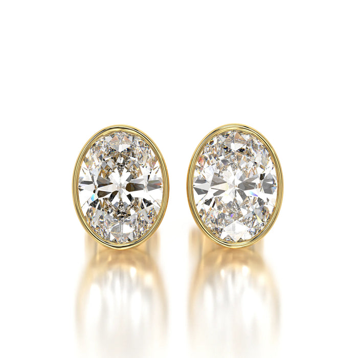 0.50 CTW Oval Lab Grown Diamond Bezel Stud Earrings Set