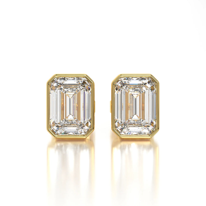1 CTW Emerald Lab Grown Diamond Bezel Stud Earrings Set