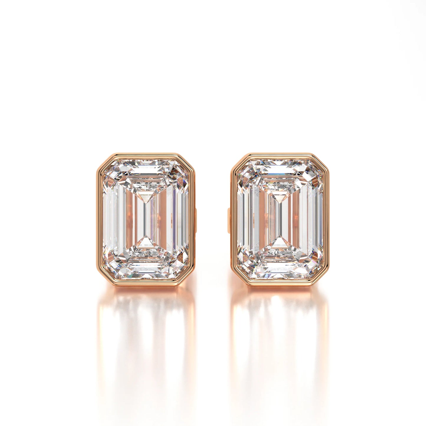 1 CTW Emerald Lab Grown Diamond Bezel Stud Earrings Set