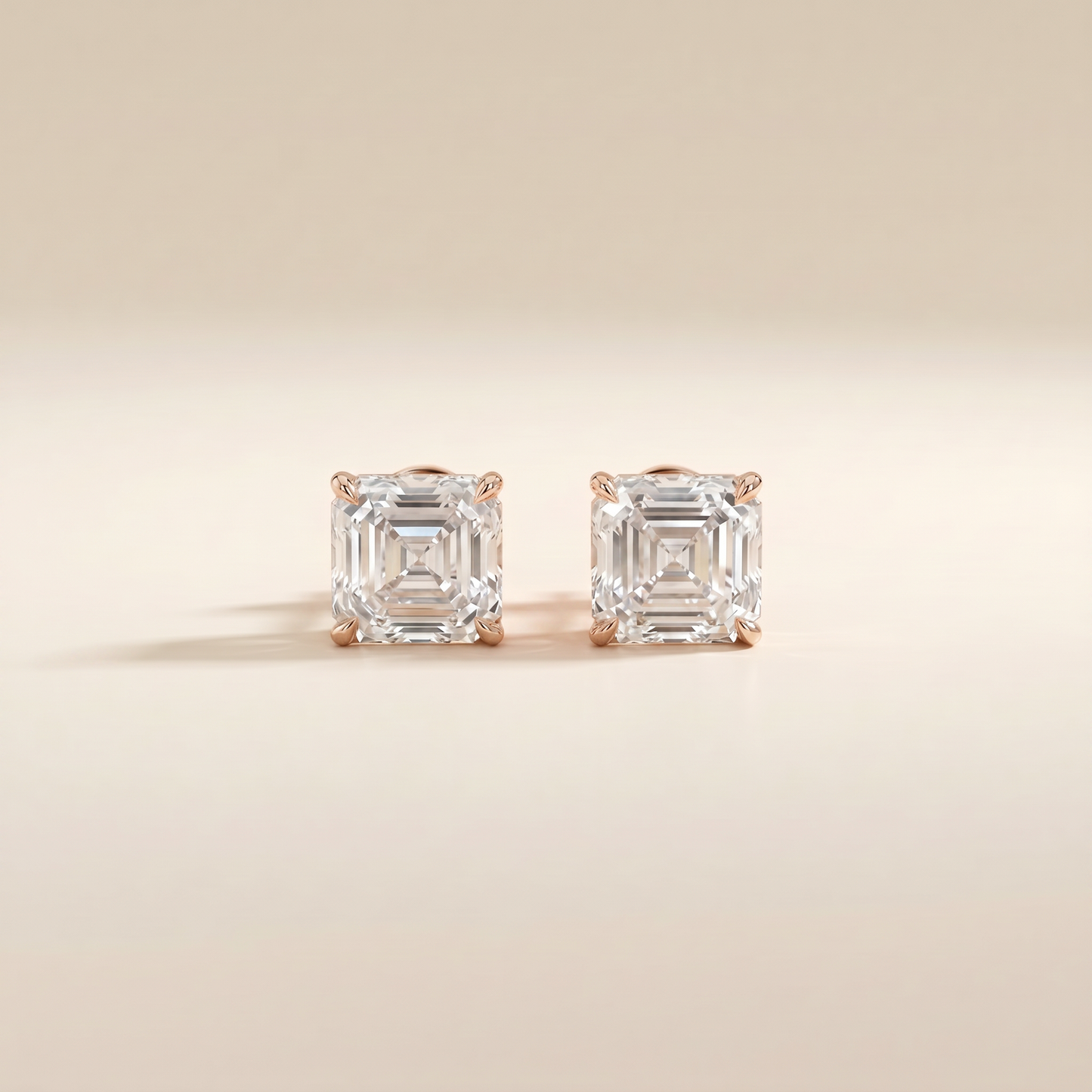 The Kare – 2 Carat Asscher Cut Lab Grown Diamond Classic Prong Stud Earrings