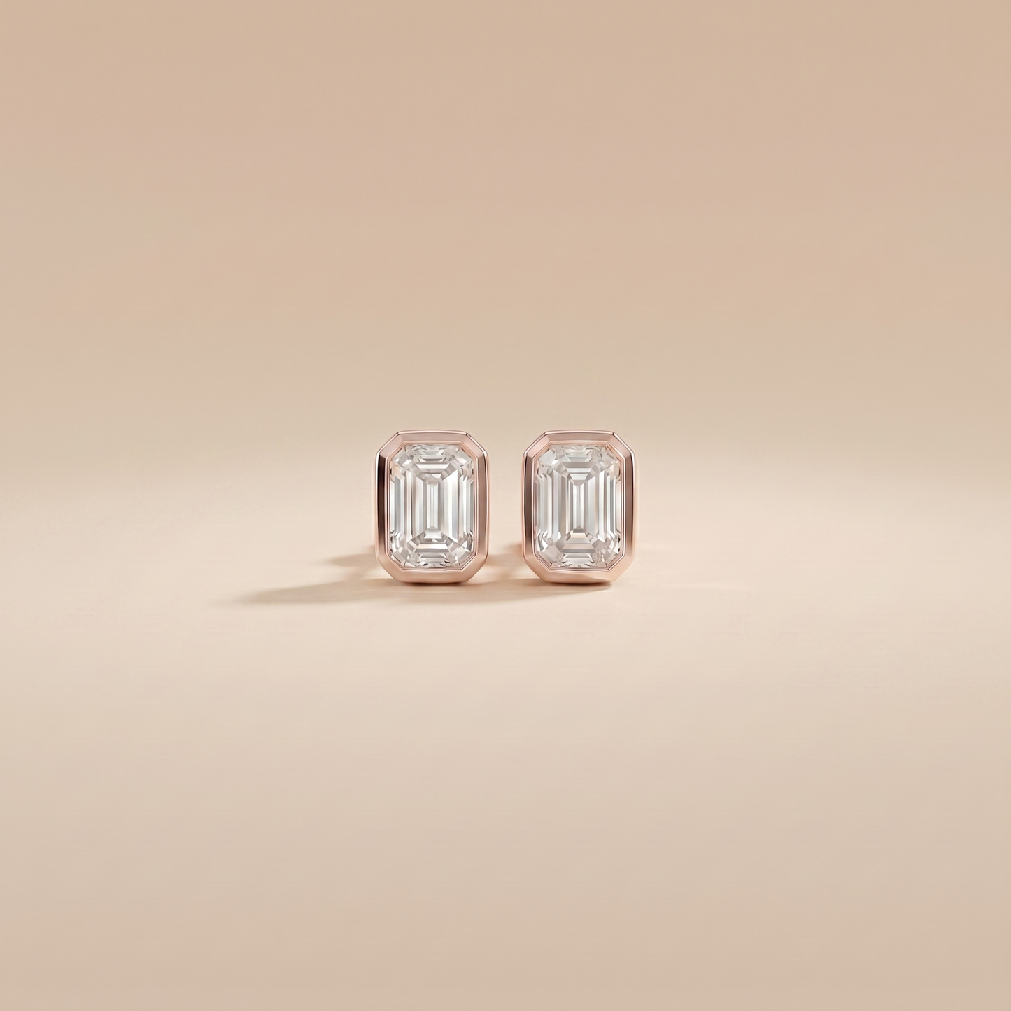 The Pema - Emerald Cut Lab Grown Diamond Studs with Morden Bezel Setting