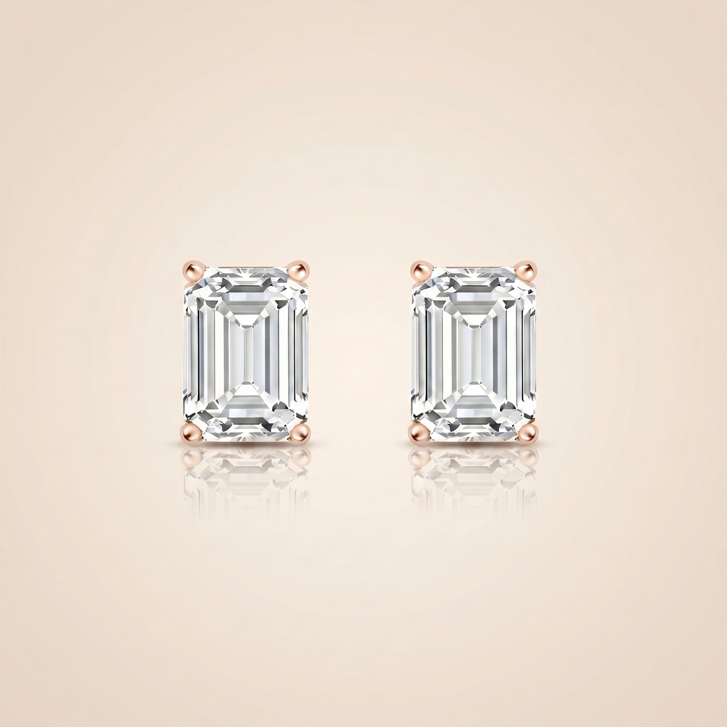 The Vali - Emerald Cut 5 TCW Lab Grown Diamond 4-Prong Stud Earrings
