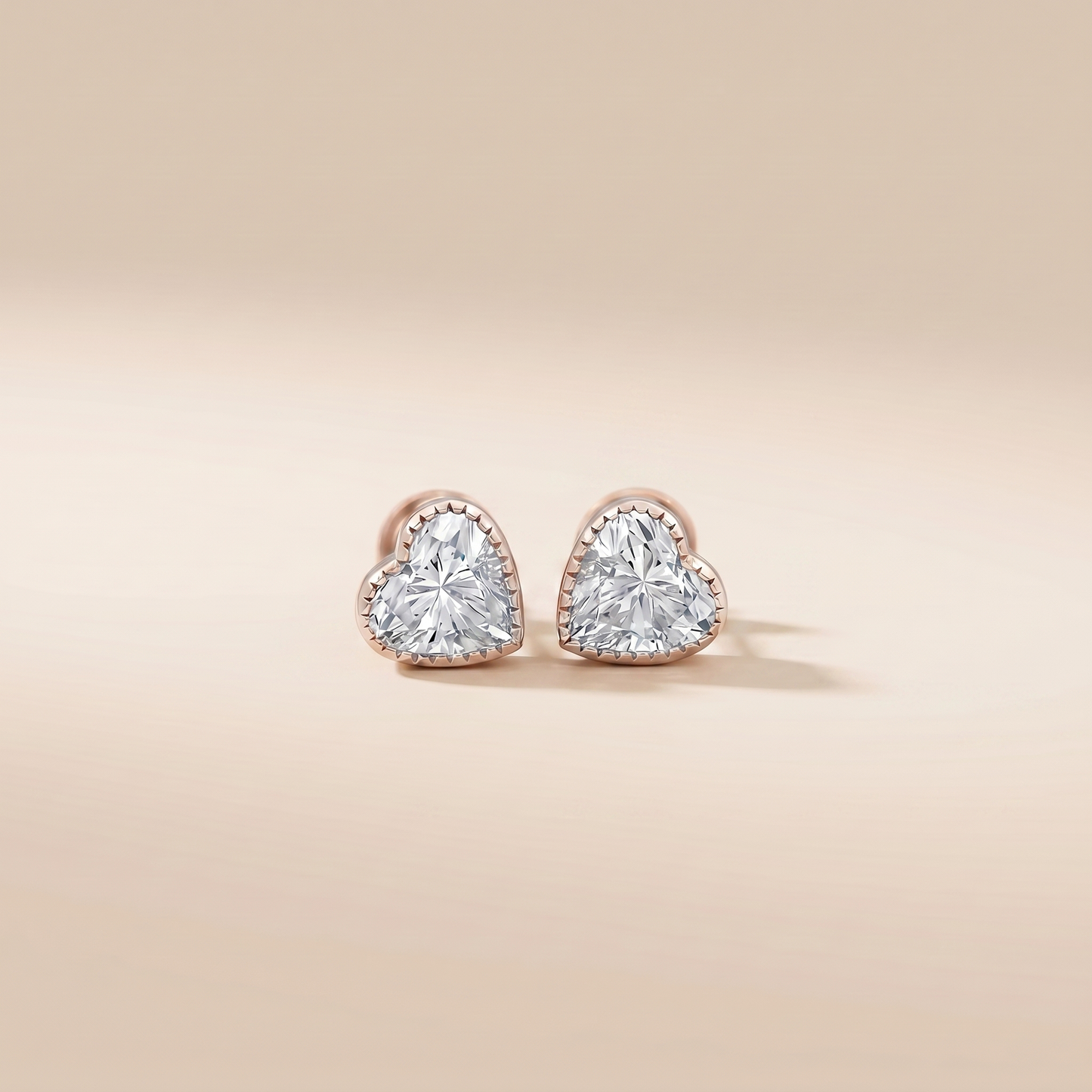 The Ulra - Heart Cut Lab Grown Diamond Milgrain Bezel Stud Earrings