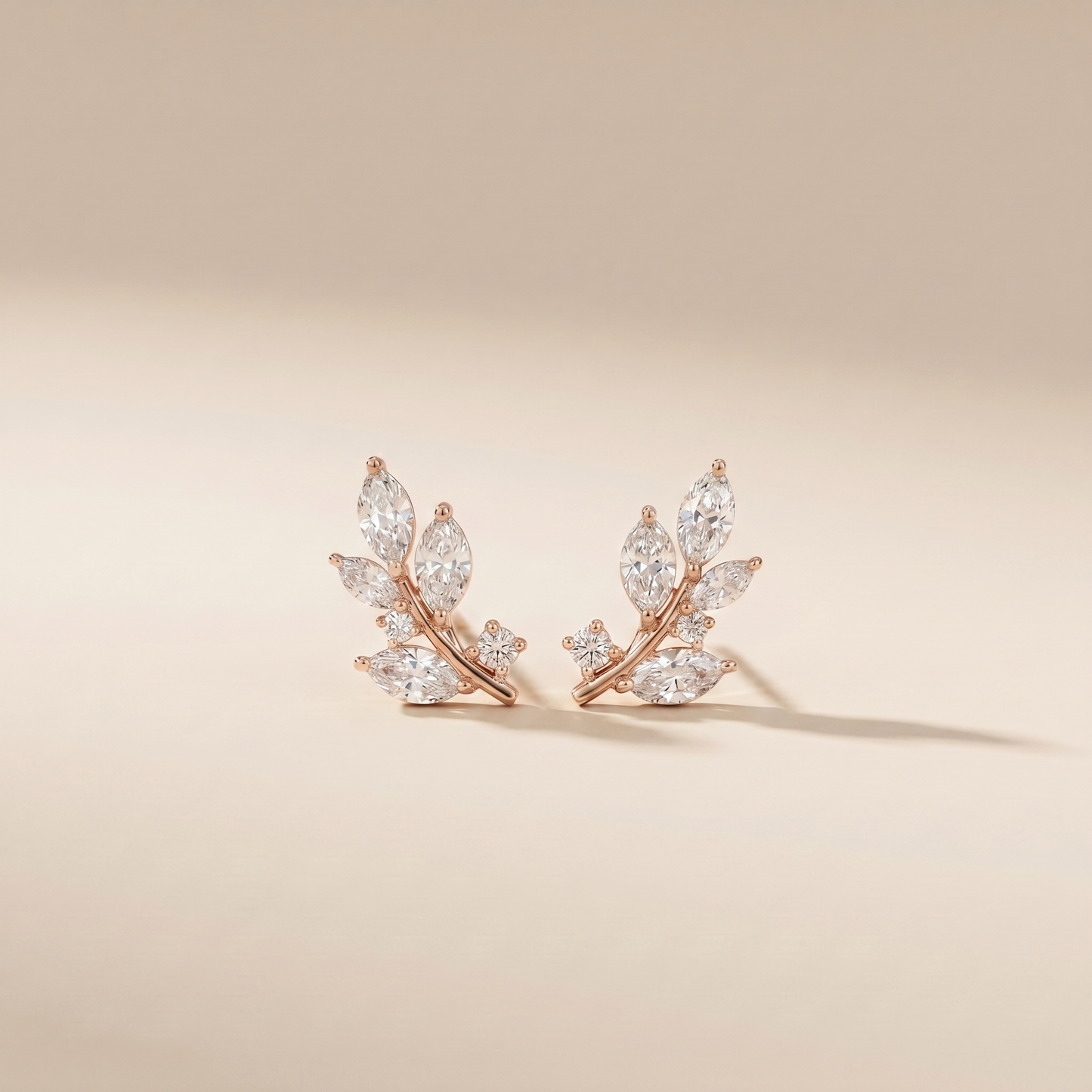 The Peva - Marquise & Round Lab Grown Diamond Leaf Cluster Earring