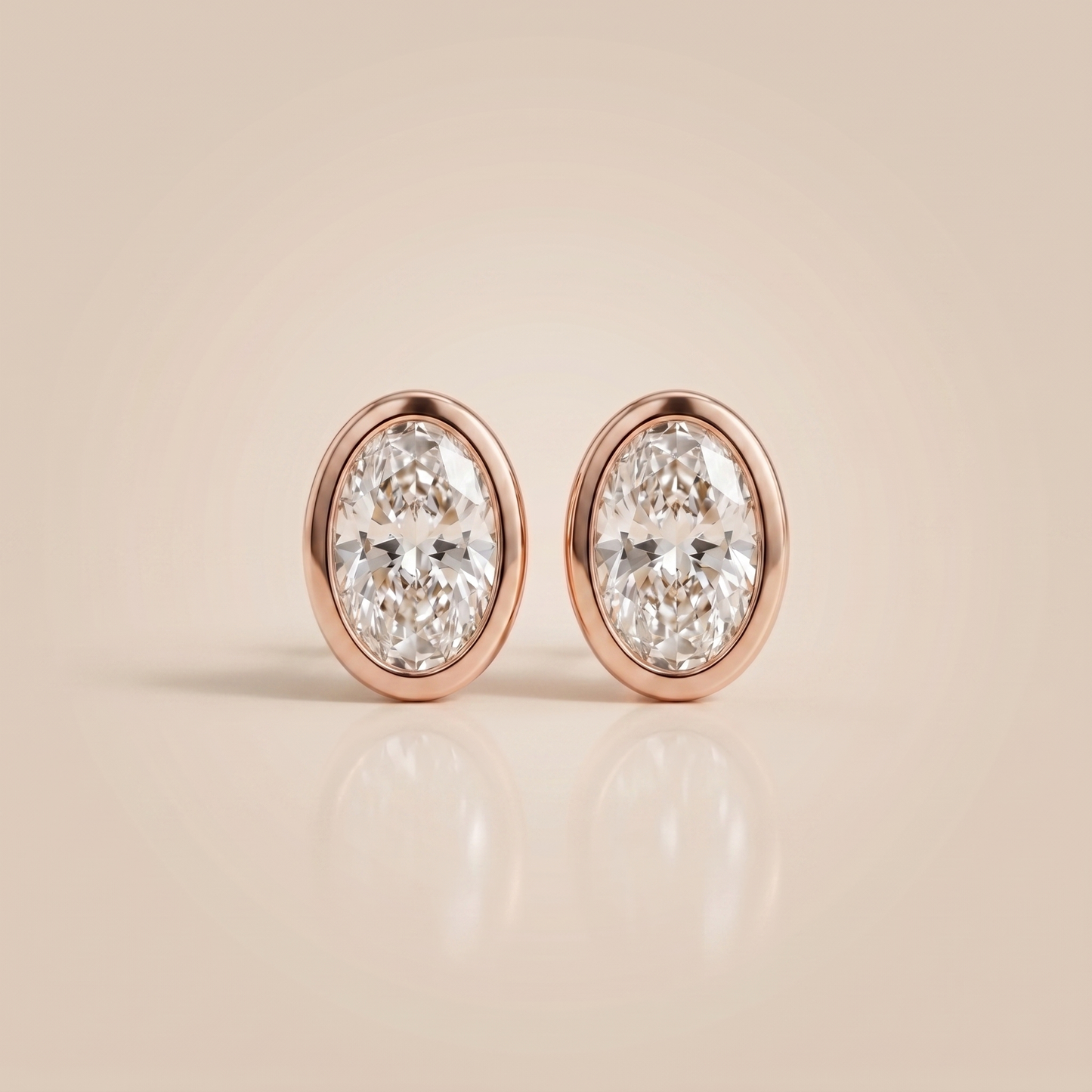 The Alur - Oval Cut Lab Grown Diamond Bezel Stud Earrings