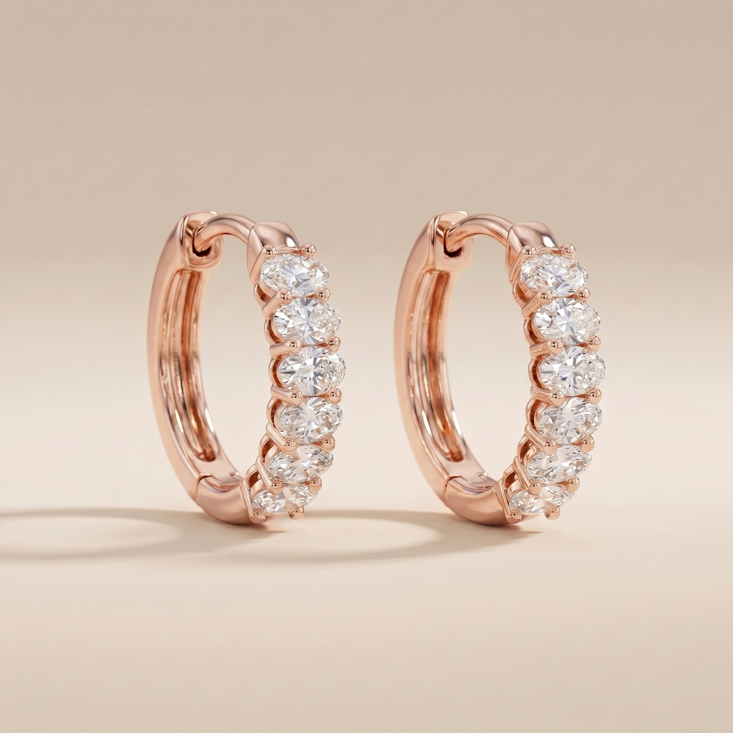The Blix - Oval Cut Lab Grown Diamond Huggie Hoop Earrings