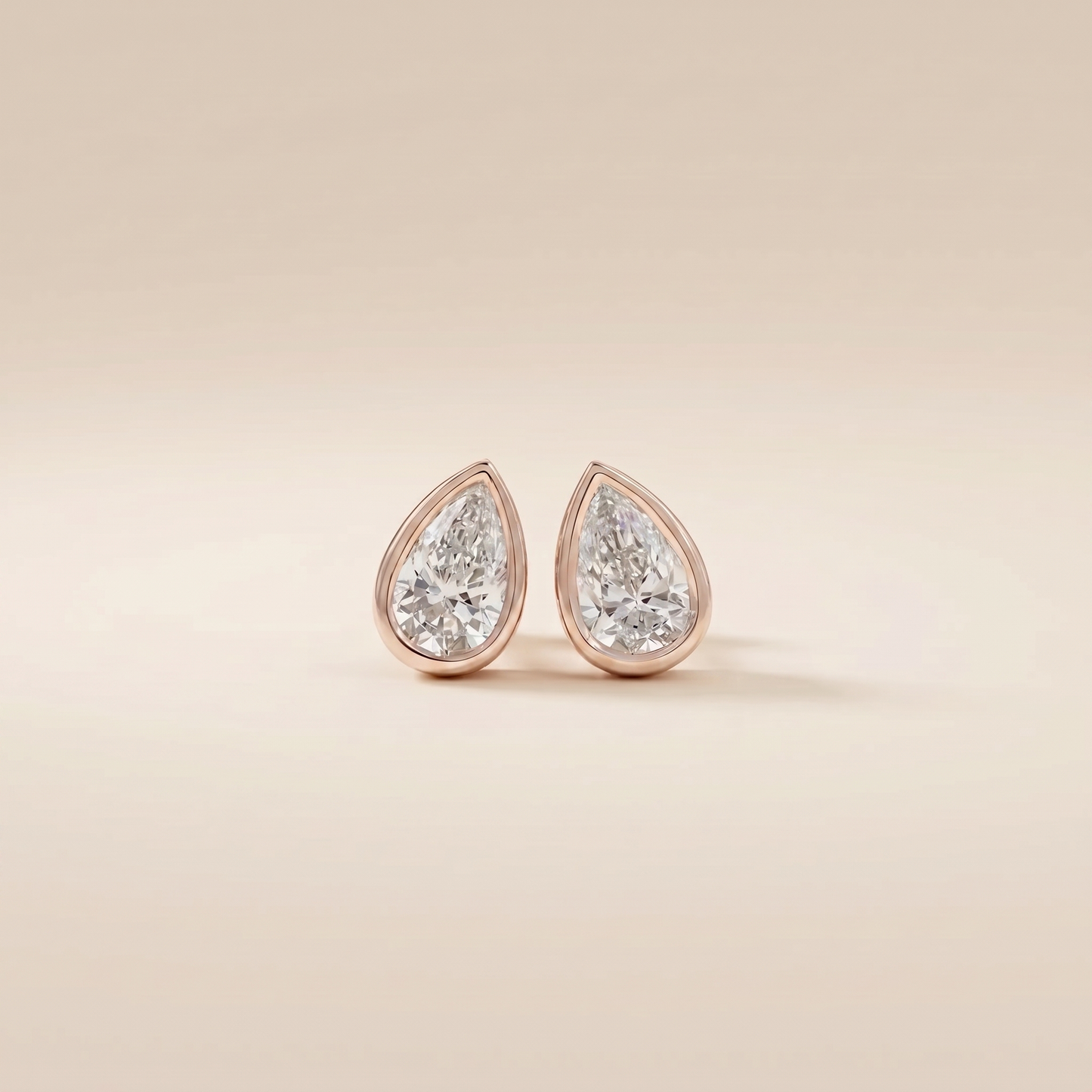 The Kena - Bezel Set Pear Shaped Lab Grown Diamond Studs