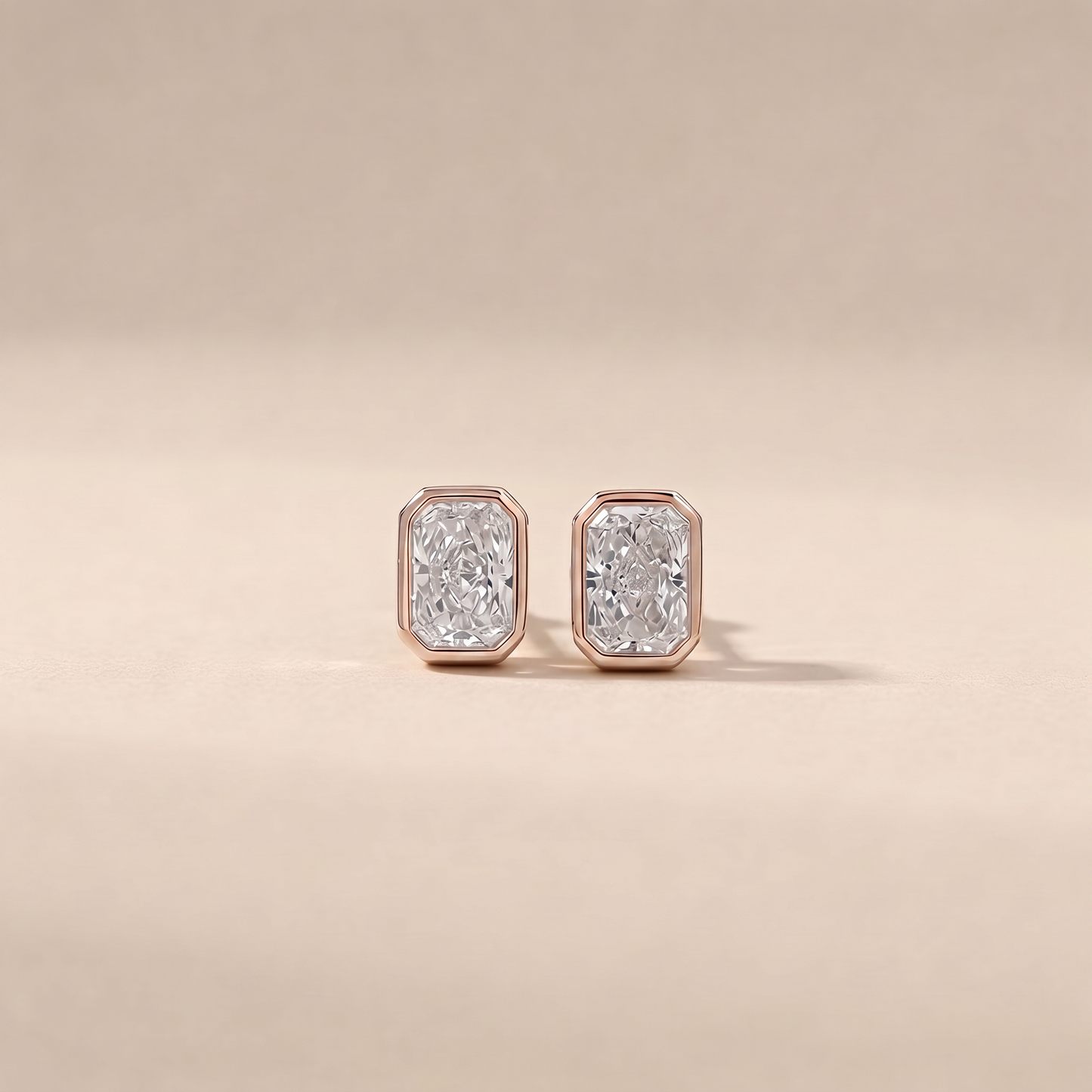 The Vari - Radiant Cut Lab Grown Diamond Bezel Stud Earrings