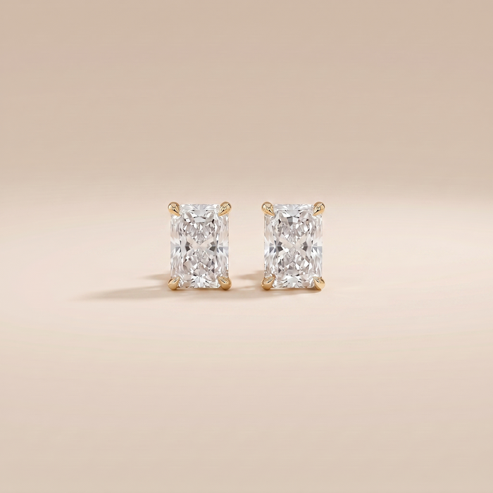 The Amae - Radiant Cut Lab Grown Diamond Solitaire Stud Earrings