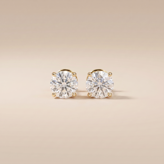 The Voxa - Round Brilliant Lab Grown Diamond Solitaire Stud Earrings