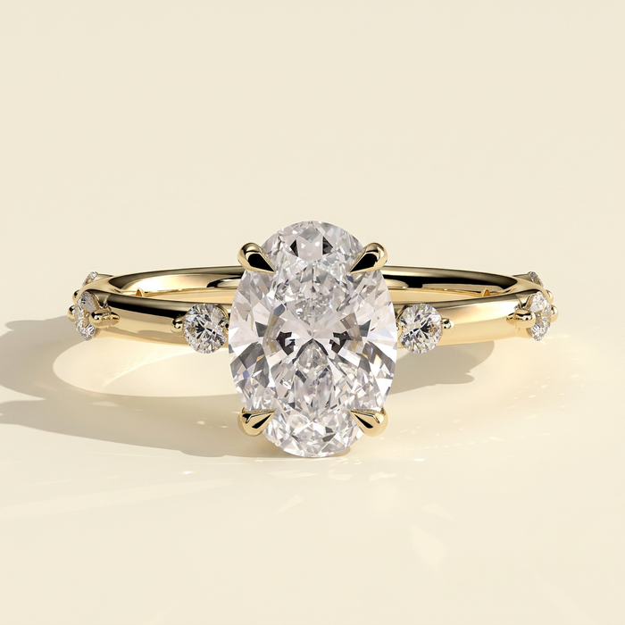 The Fiora - Oval Cut Lab Grown Diamond Solitaire with Hidden Halo Engagement Ring