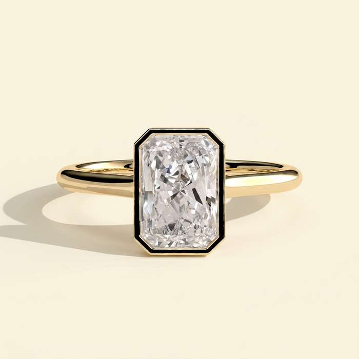 The Ravelle - Radiant Cut Lab Grown Diamond Bezel Solitaire Engagement Ring