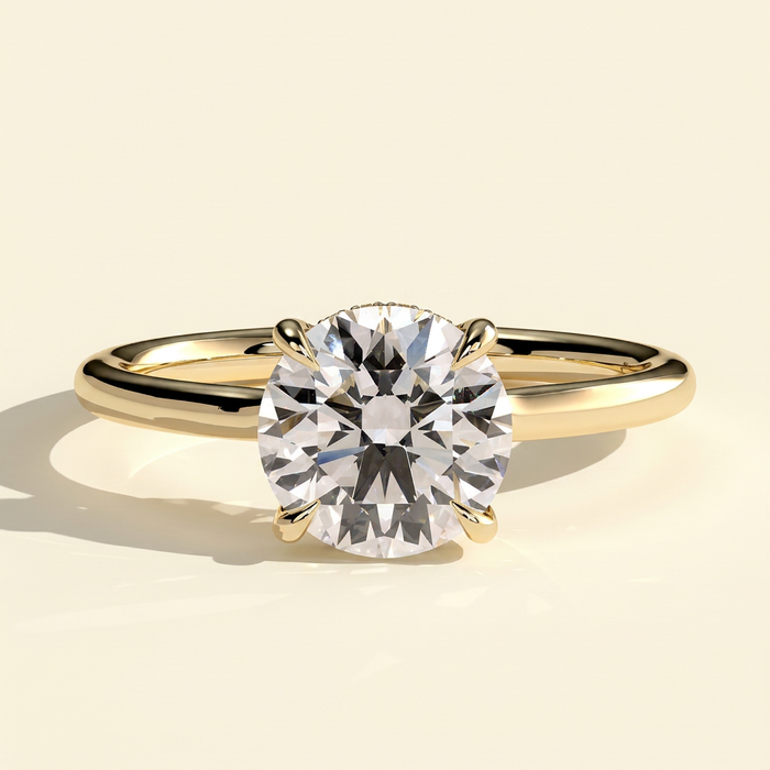 The Cielo - Round Cut Lab Grown Diamond Floating Cathedral Low Set Hidden Halo Engagement Ring