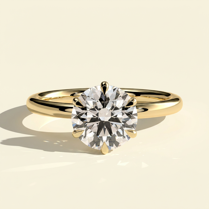 The Auriel - Round Lab Grown Diamond Solitaire with Six Claws & Hidden Halo
