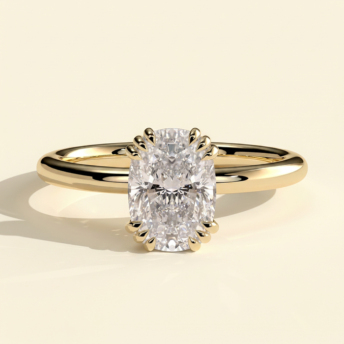 The Gaia - Elongated Cushion Cut Lab Grown Diamond Triple Split Claw Engagement Ring