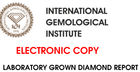 The top of an IGI report showing the seal and the heading Laboratory Grown Diamond Report.