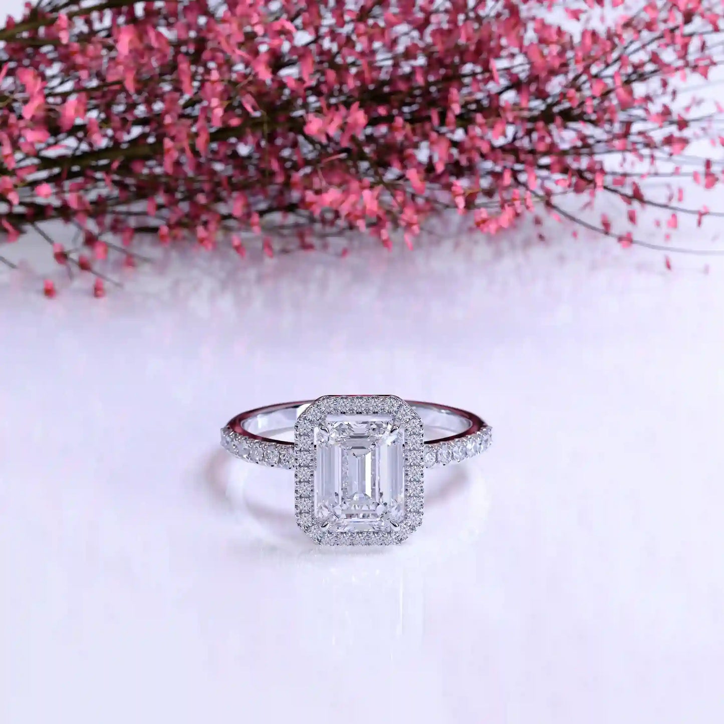 The Halo Pave Emerald