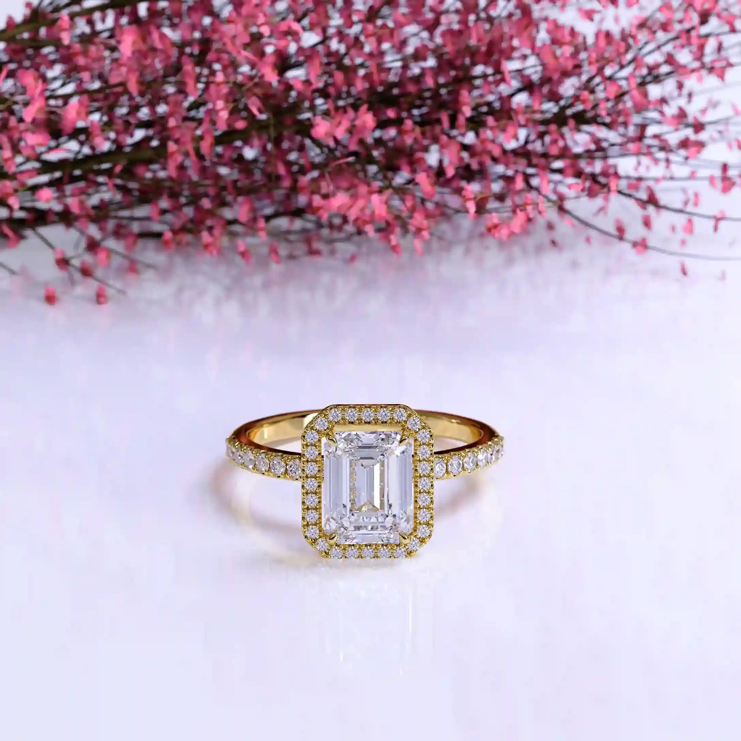The Halo Pave Emerald