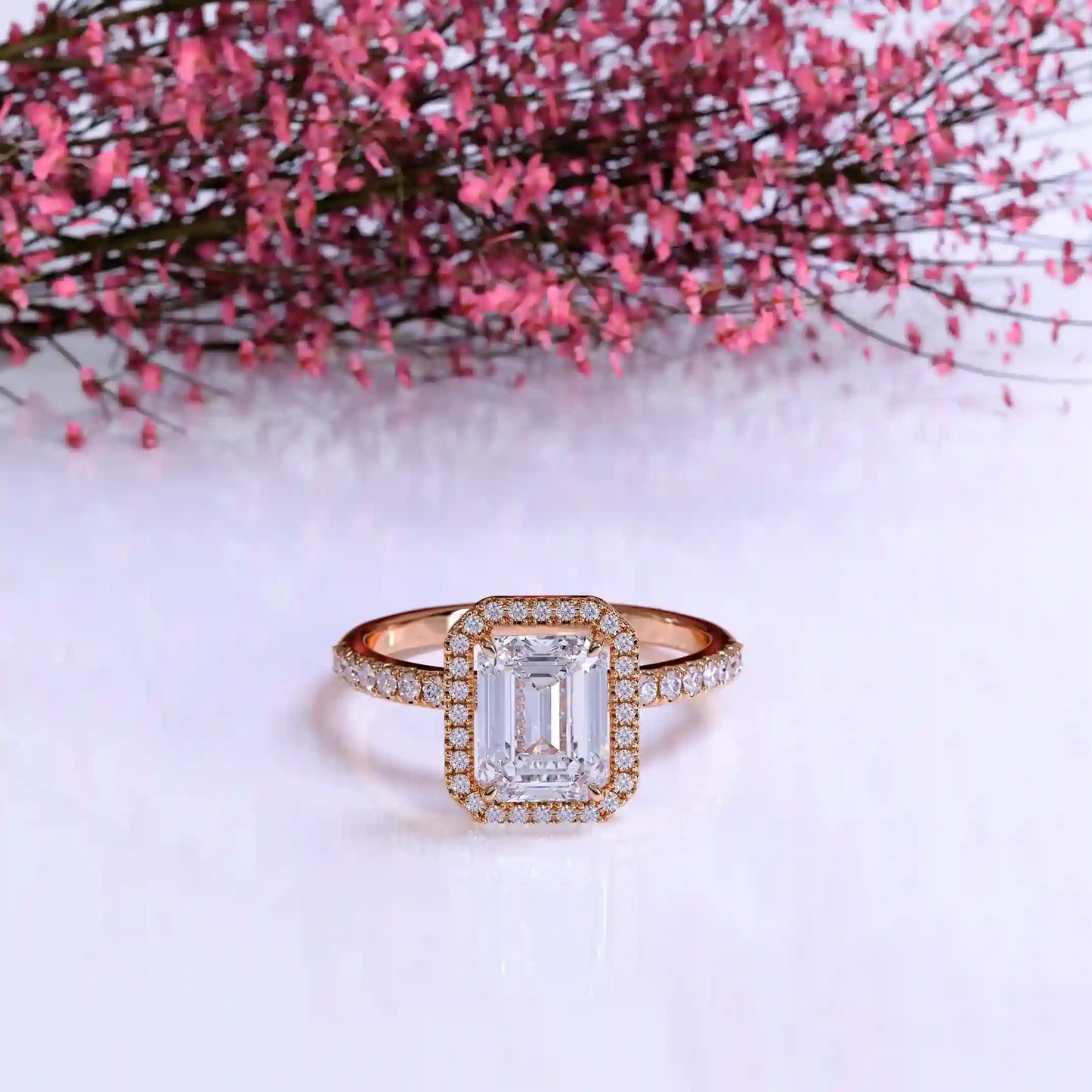 The Halo Pave Emerald