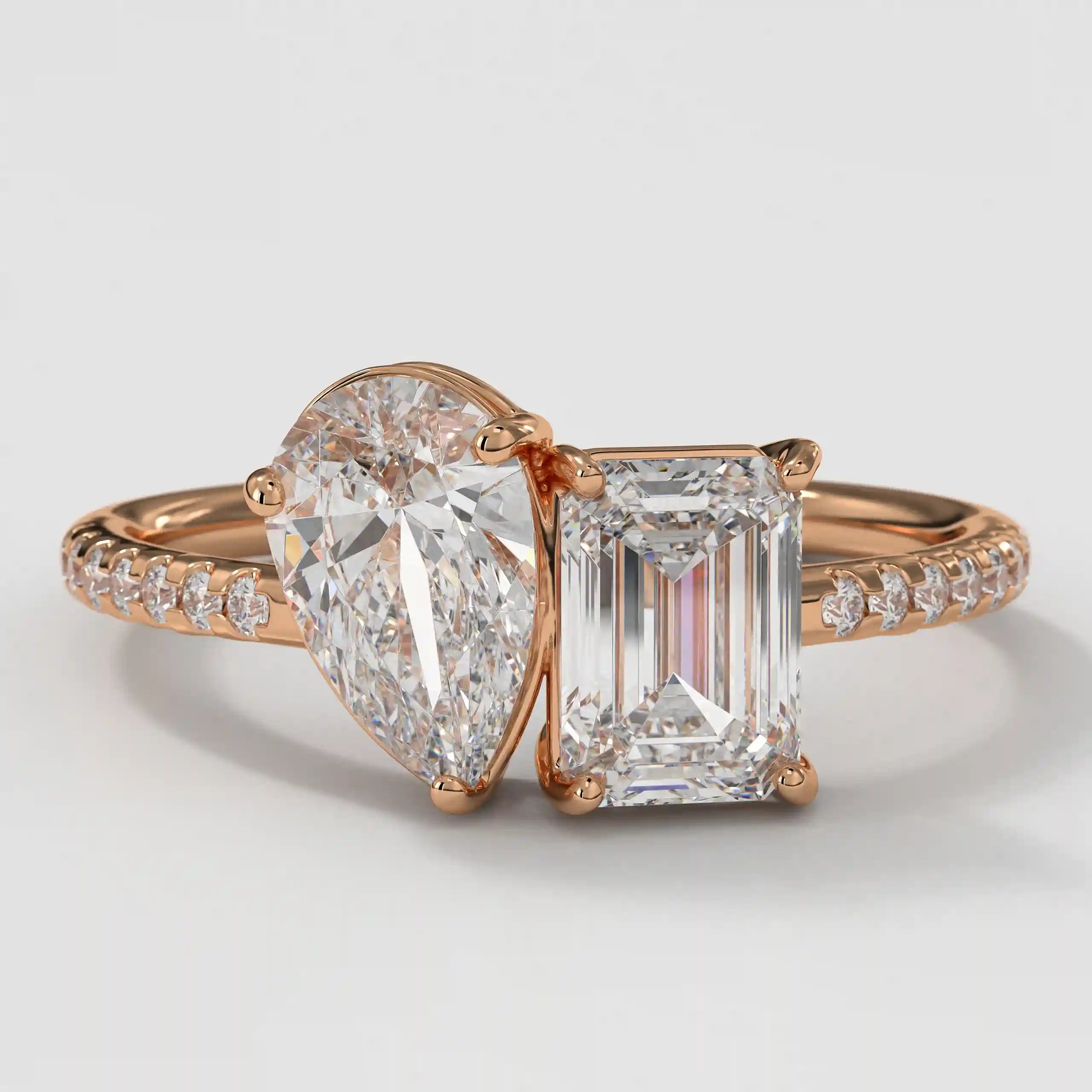 The Toi Et Moi Pear Emerald Pave
