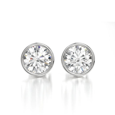 0.50 CTW Round Lab Grown Diamond Bezel Stud Earrings Set
