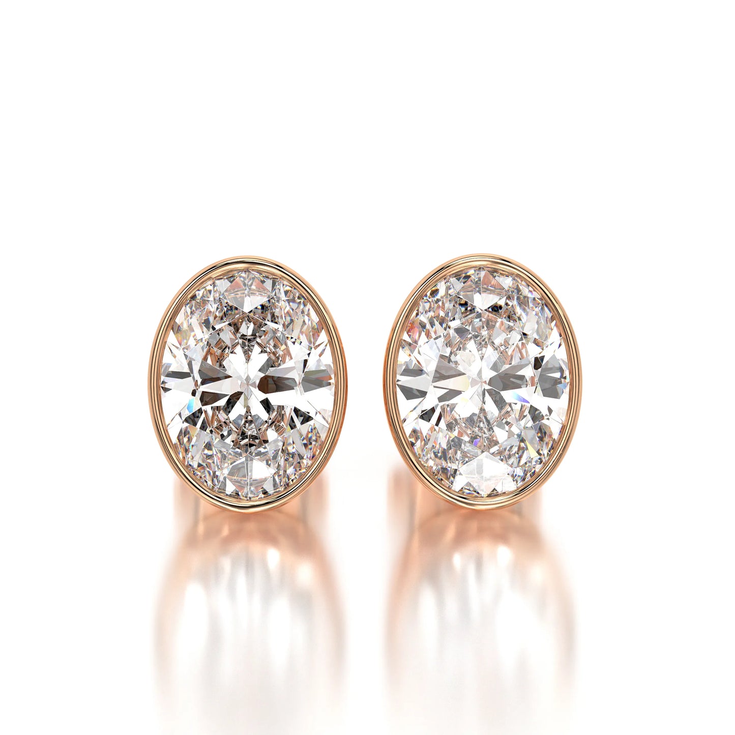 0.50 CTW Oval Lab Grown Diamond Bezel Stud Earrings Set