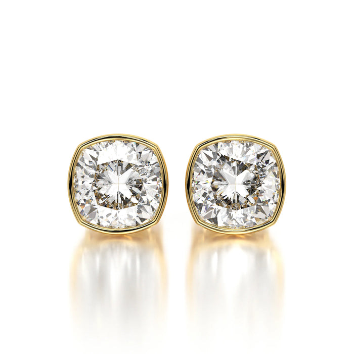 0.50 CTW Cushion Lab Grown Diamond Bezel Stud Earrings Set