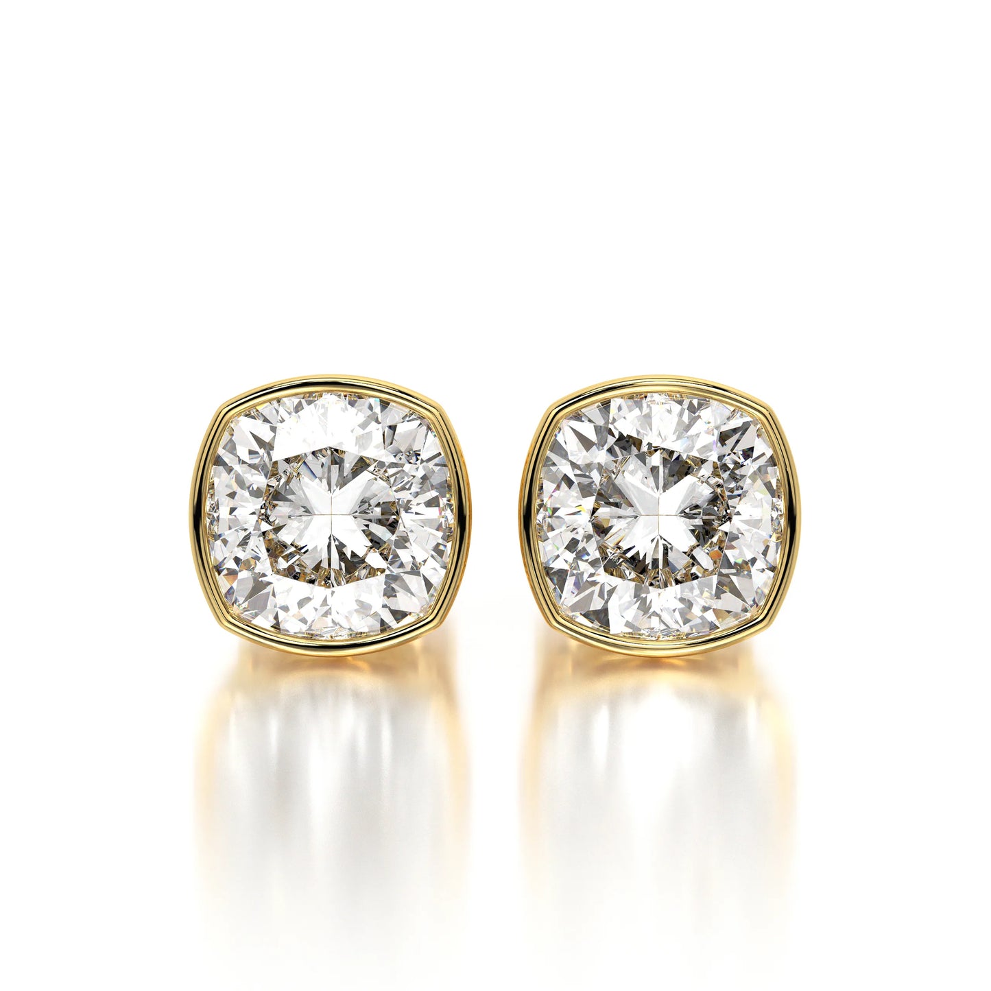 1 CTW Cushion Lab Grown Diamond Bezel Stud Earrings Set