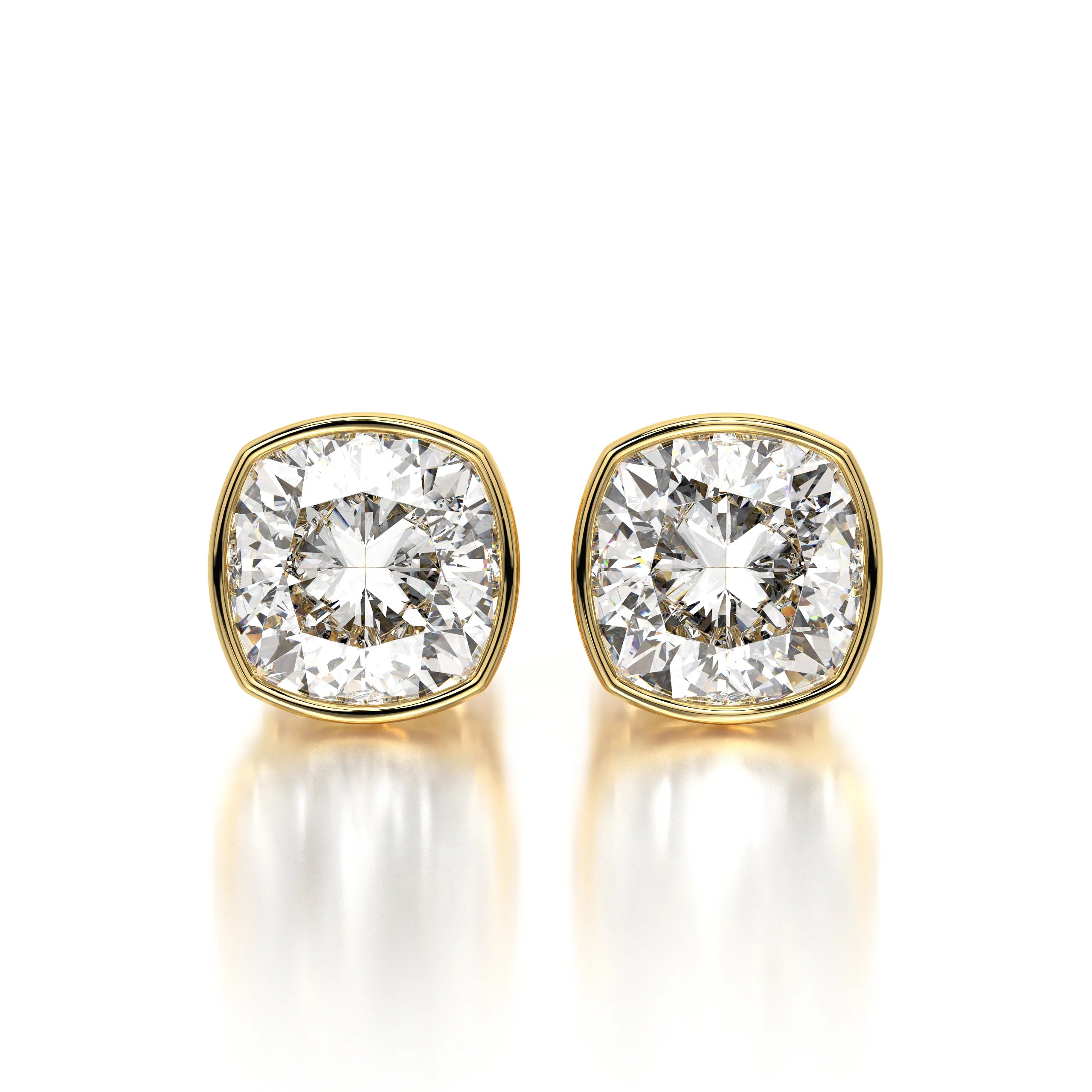 0.50 CTW Cushion Lab Grown Diamond Bezel Stud Earrings Set