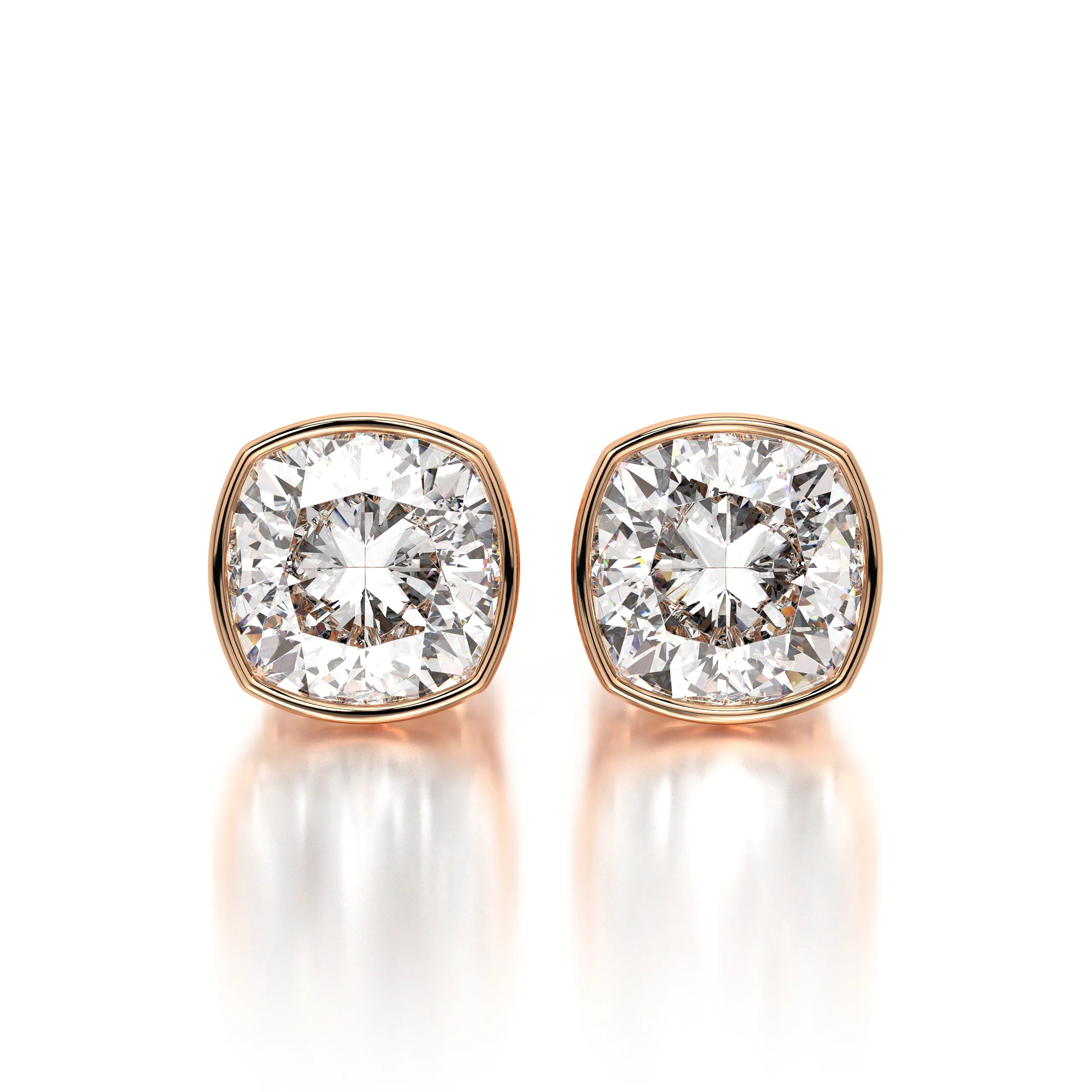 0.50 CTW Cushion Lab Grown Diamond Bezel Stud Earrings Set