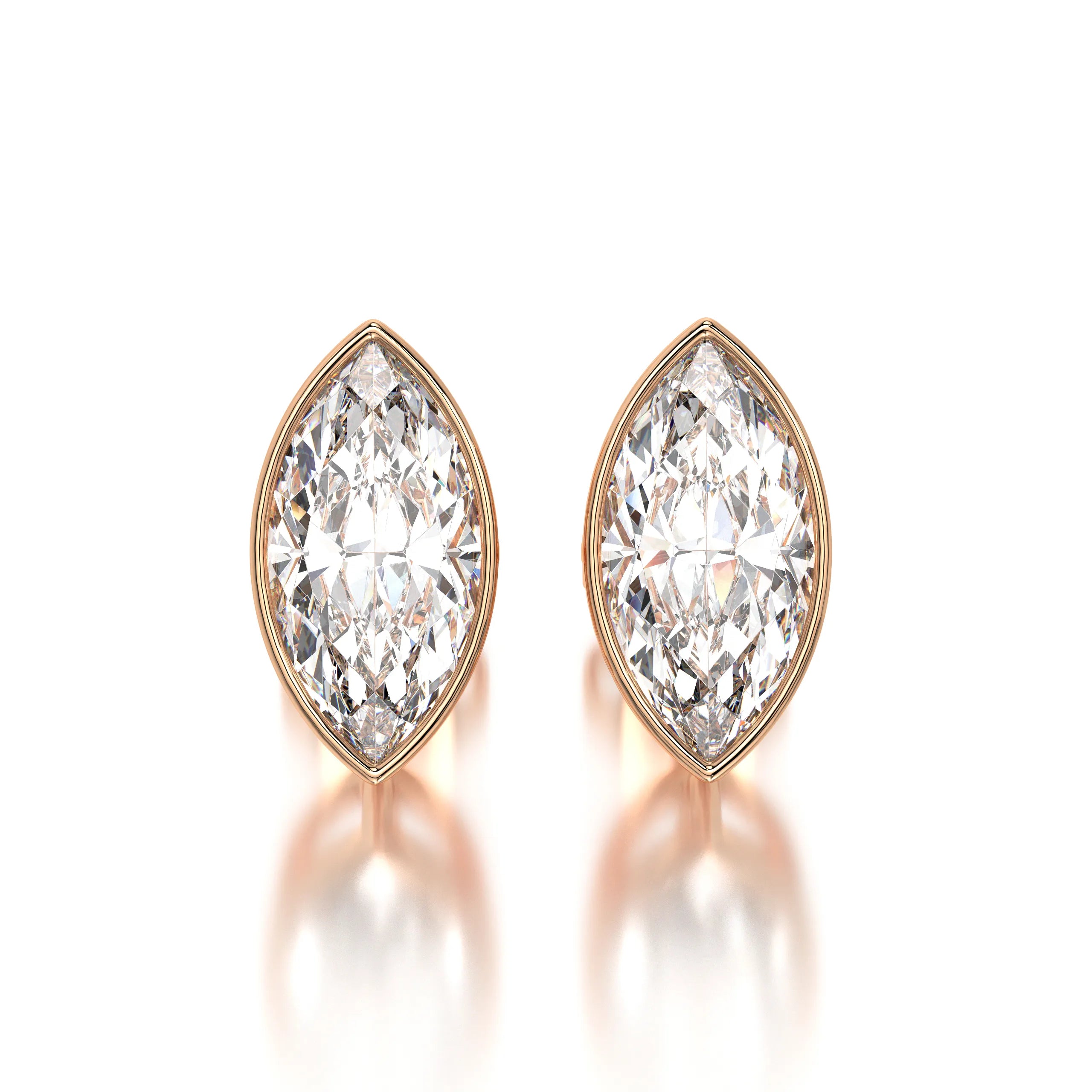 1 CTW Marquise Lab Grown Diamond Bezel Stud Earrings Set