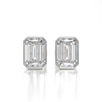 1 CTW Emerald Lab Grown Diamond Bezel Stud Earrings Set