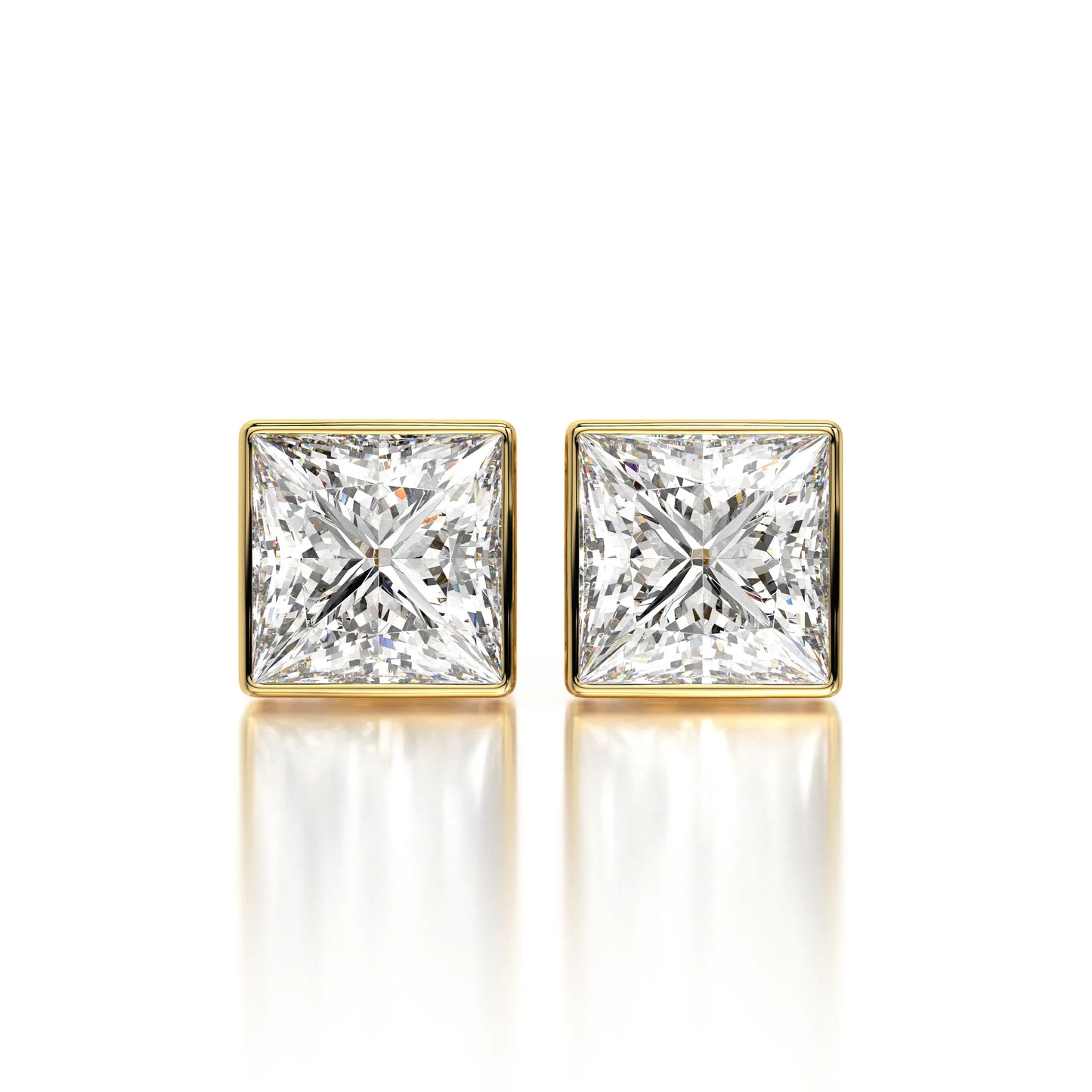1 CTW Princess Lab Grown Diamond Bezel Stud Earrings Set