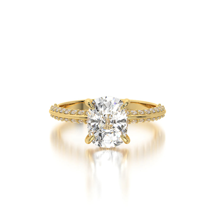 The Two Edge Elongated Cushion Pave