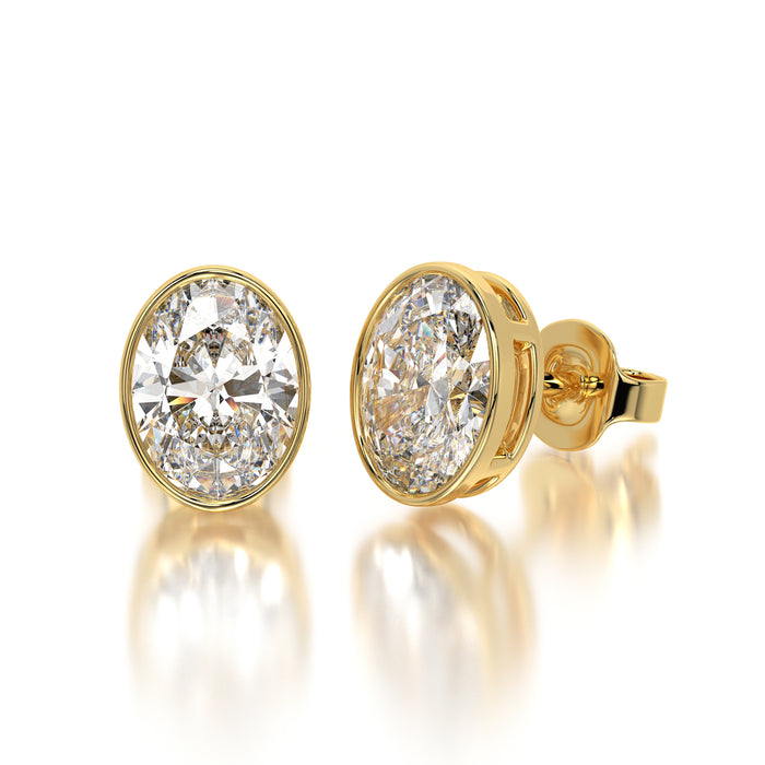 0.50 CTW Oval Lab Grown Diamond Bezel Stud Earrings Set