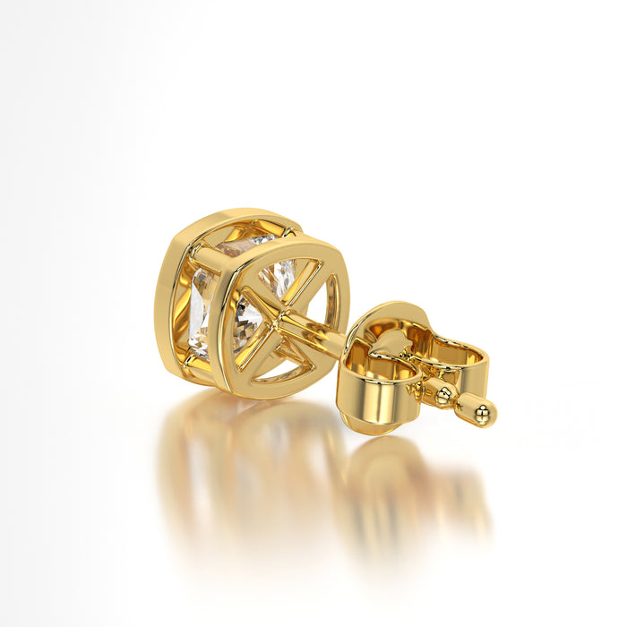 0.50 CTW Cushion Lab Grown Diamond Bezel Stud Earrings Set