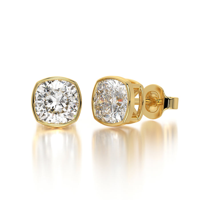 0.50 CTW Cushion Lab Grown Diamond Bezel Stud Earrings Set