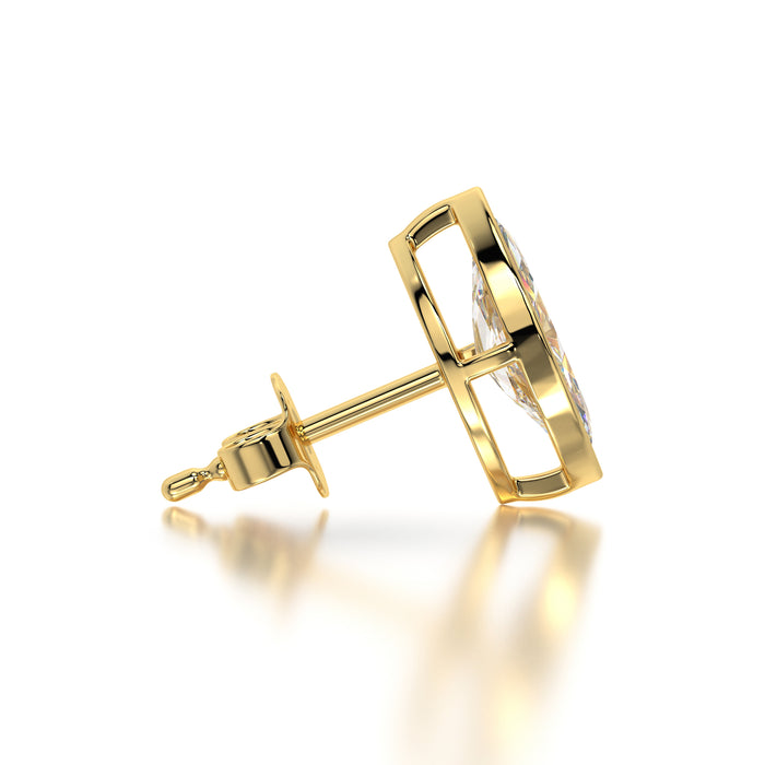1 CTW Cushion Lab Grown Diamond Bezel Stud Earrings Set