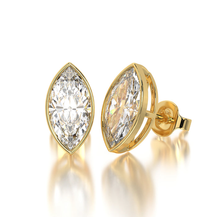 1 CTW Marquise Lab Grown Diamond Bezel Stud Earrings Set