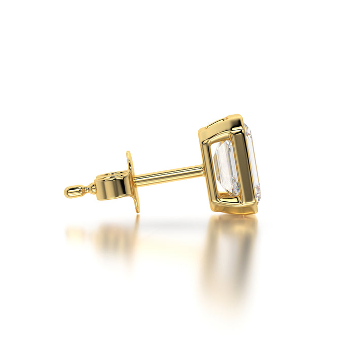1 CTW Emerald Lab Grown Diamond Bezel Stud Earrings Set
