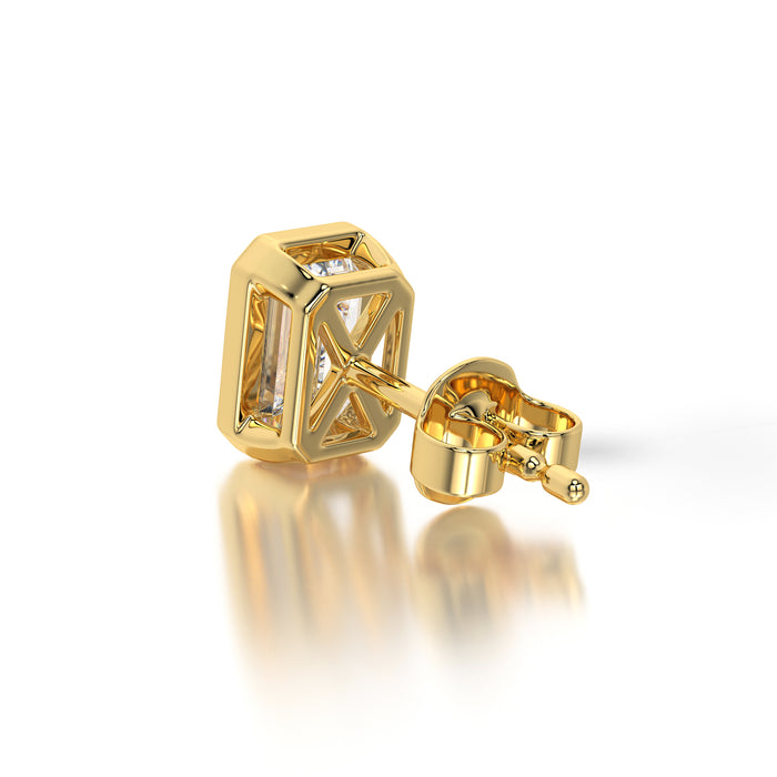 1 CTW Emerald Lab Grown Diamond Bezel Stud Earrings Set