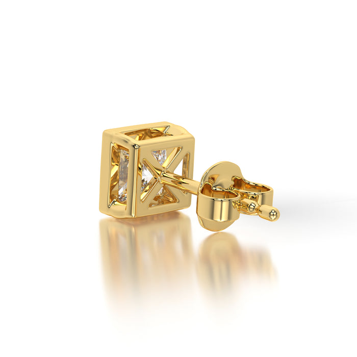 Princess Lab Grown Diamond Bezel Stud Earrings Set