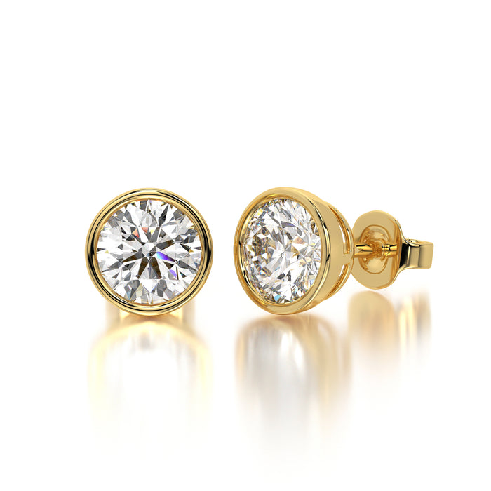0.50 CTW Round Lab Grown Diamond Bezel Stud Earrings Set