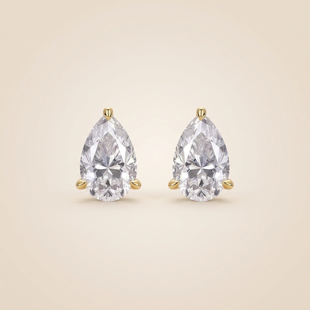 The Kiri - Pear Shaped Lab Grown Diamond Solitaire Stud Earrings