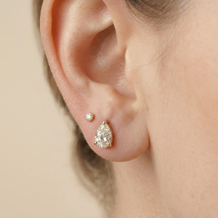 The Kiri - Pear Shaped Lab Grown Diamond Solitaire Stud Earrings