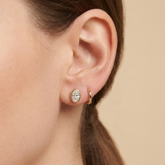 The Alur - Oval Cut Lab Grown Diamond Bezel Stud Earrings