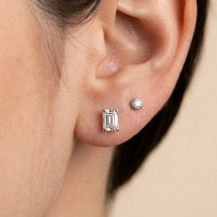 The Vali - Emerald Cut 5 TCW Lab Grown Diamond 4-Prong Stud Earrings