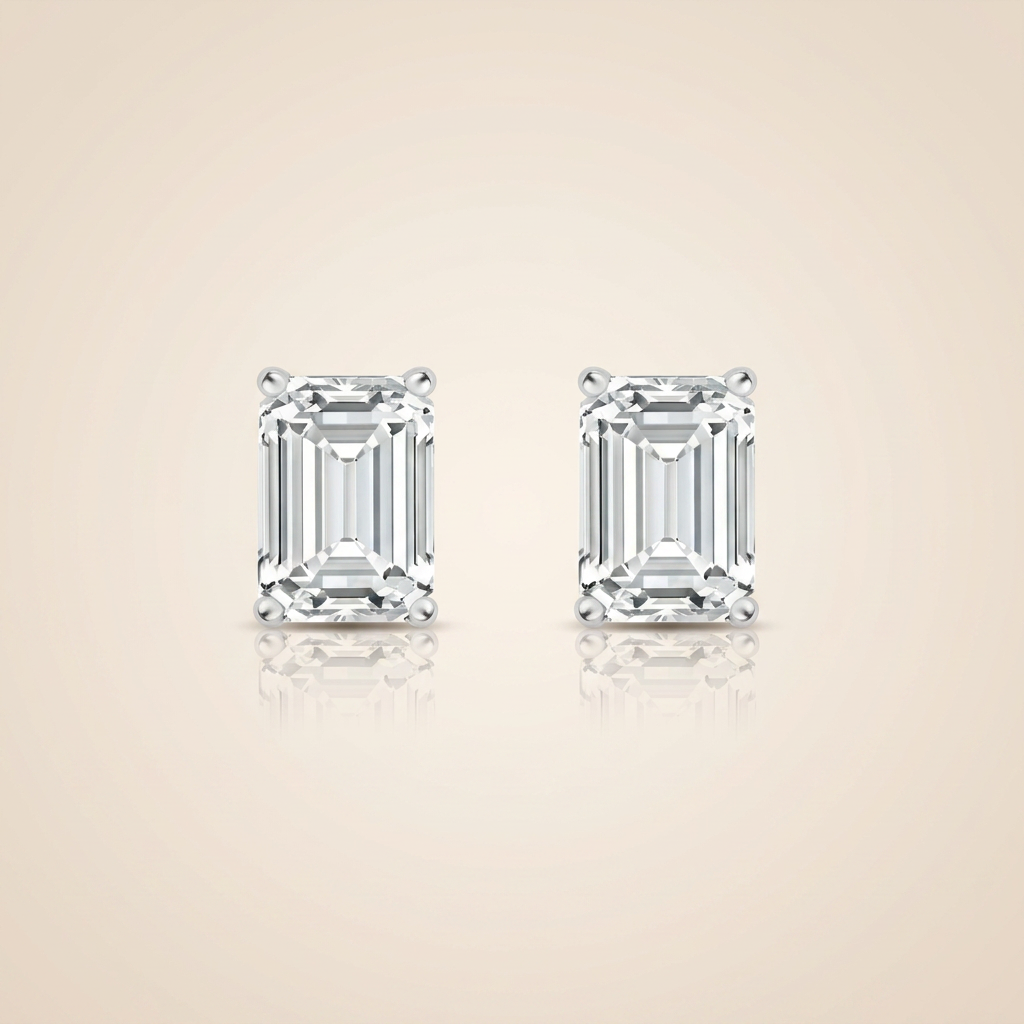 The Vali - Emerald Cut 5 TCW Lab Grown Diamond 4-Prong Stud Earrings